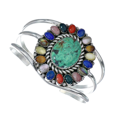 Navajo Native American Sterling Silver Turquoise Treasure Cuff Bracelet NX11783